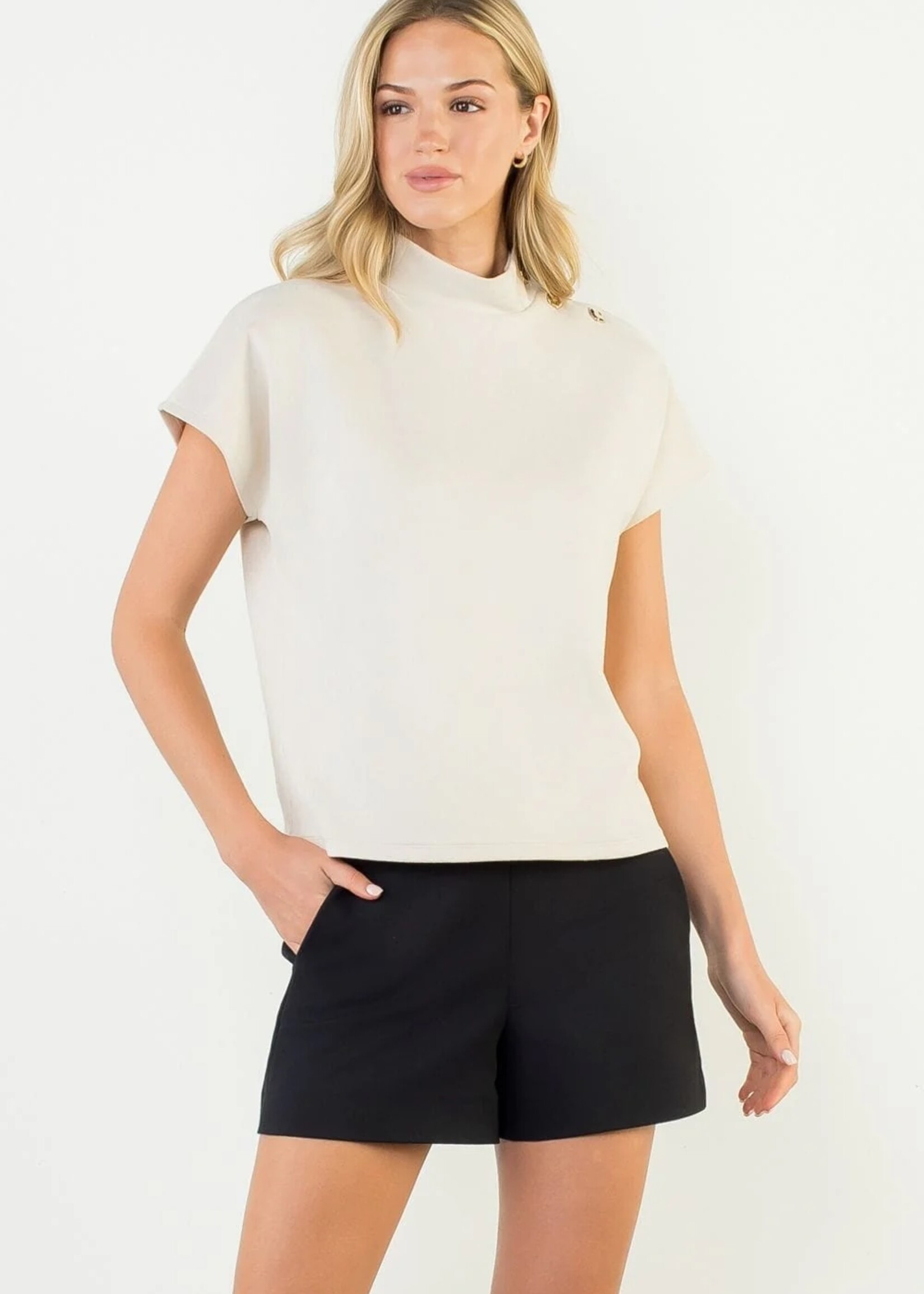 THML Short Sleeve Suede Top