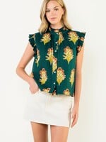 THML Flutter Sleeve Floral Detail Top