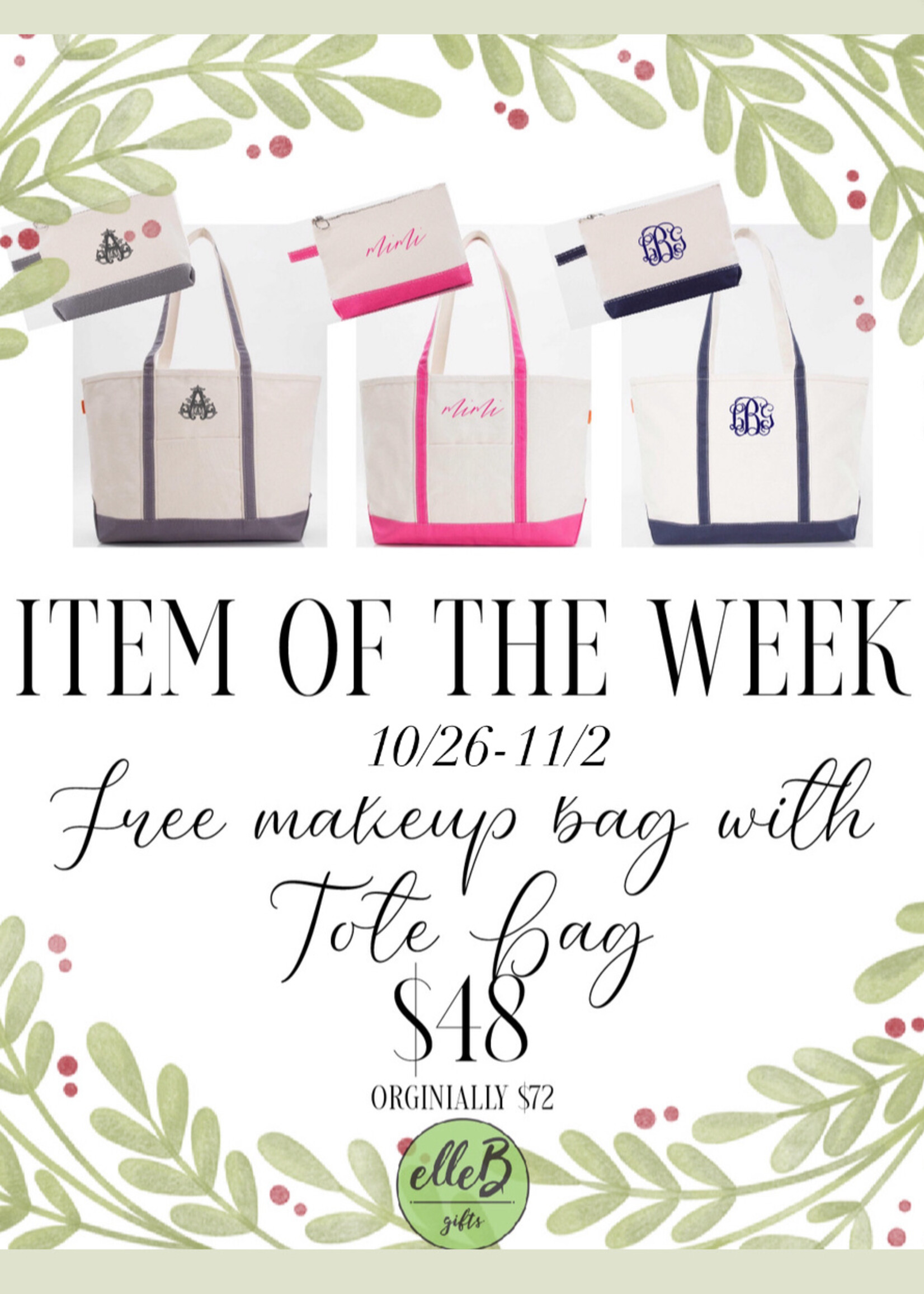 CB Station IOW 20% 0ff Canvas tote and FREE pouch