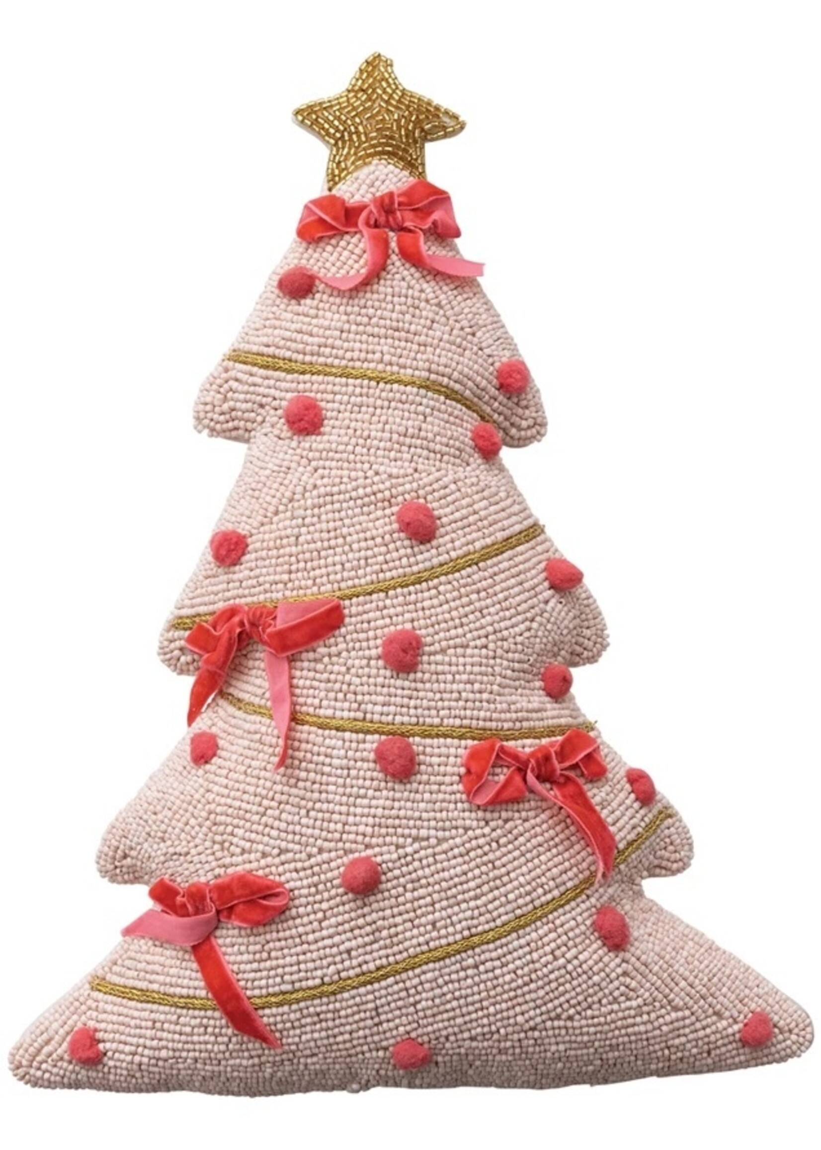 Creative Co-op Beaded Tree Shaped Pillow