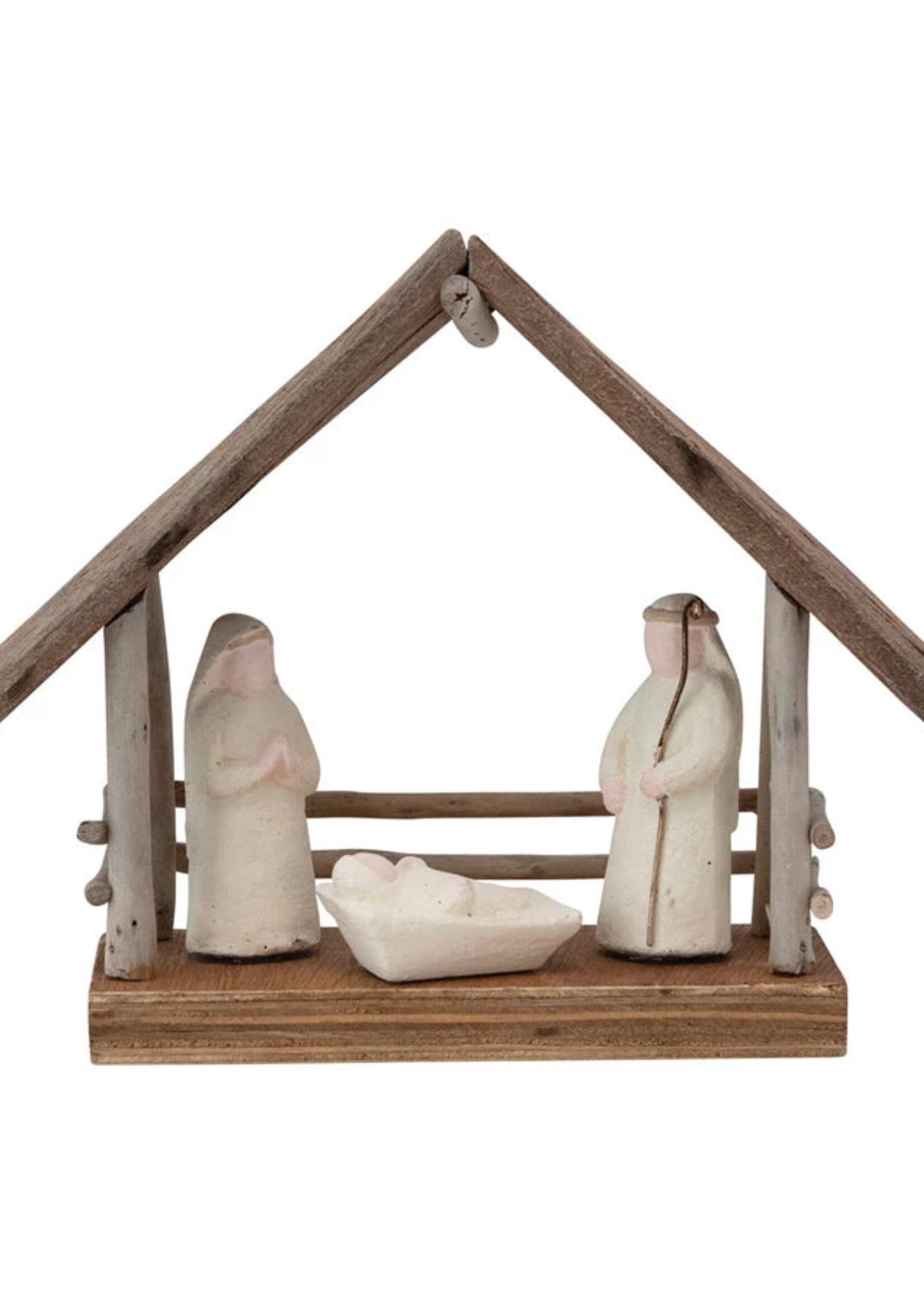 Creative Co-op Driftwood & Paper Mache Nativity