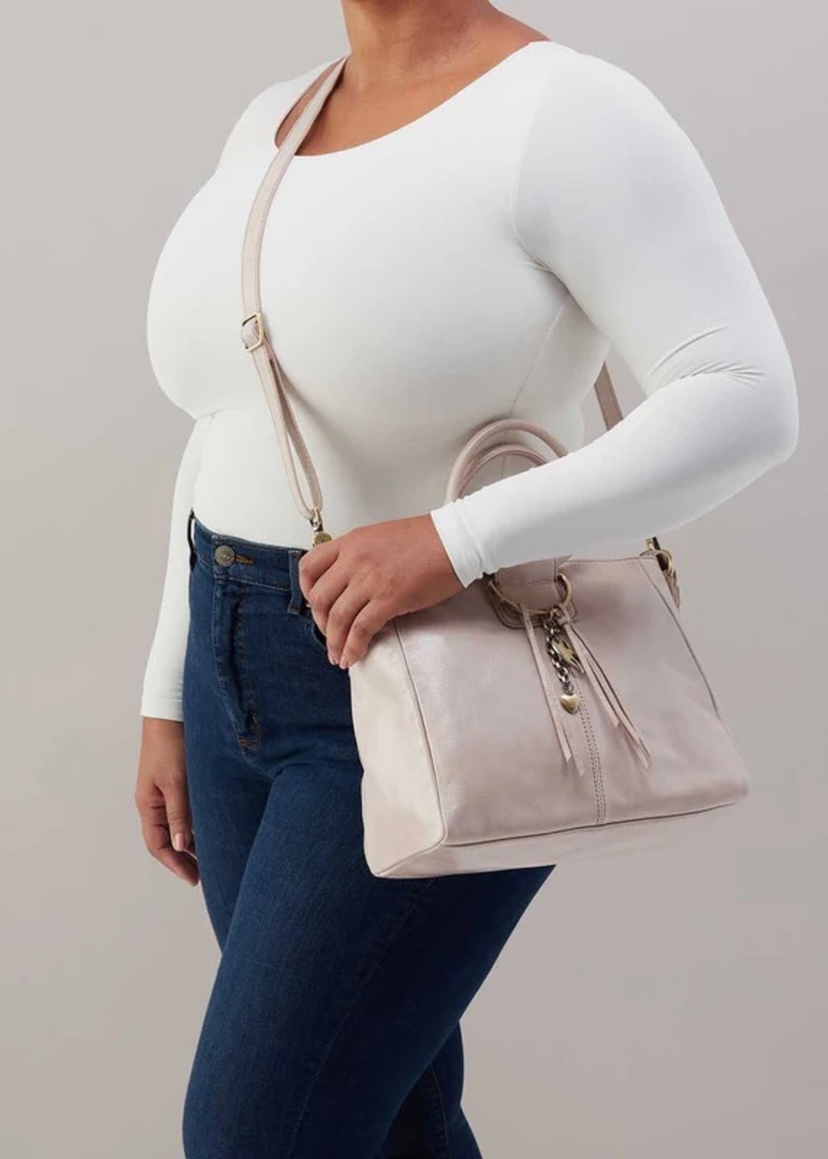 hobo Sheila Medium Satchel Stone Gloss