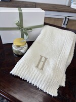 elleB Monogrammed Throw and Candle