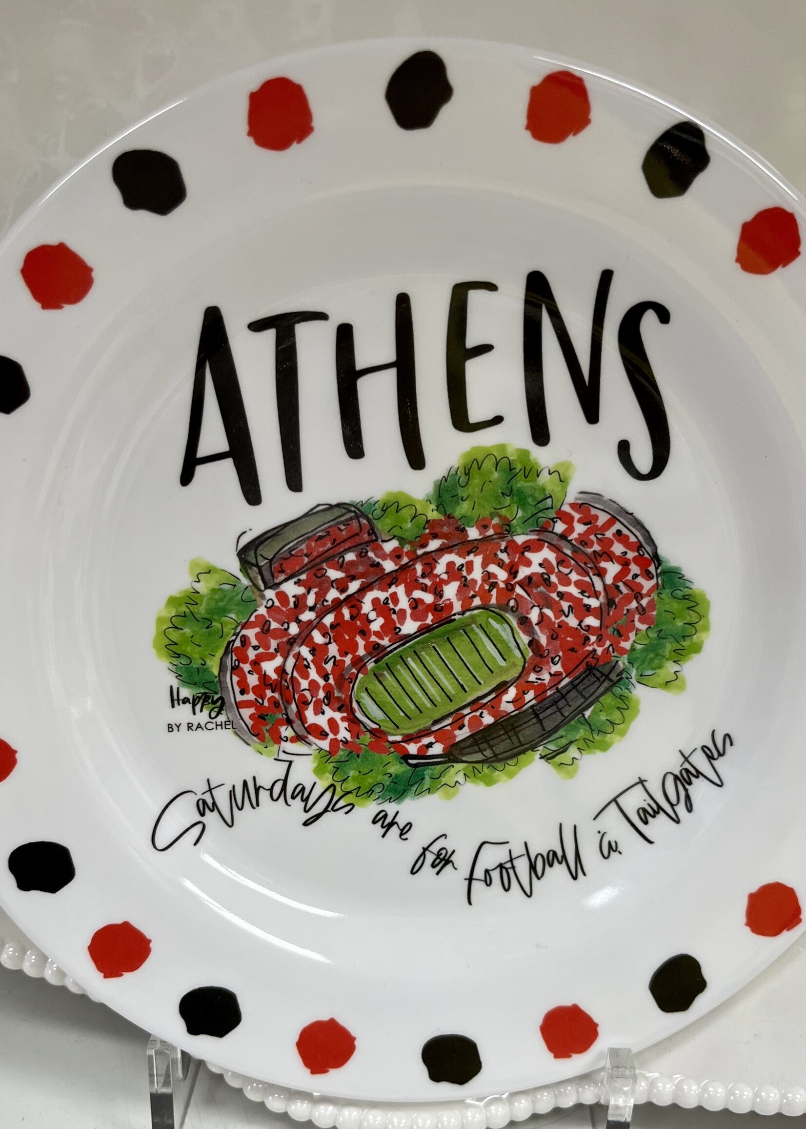 Happy by Rachel Collegiate Melamine Plate - Athens
