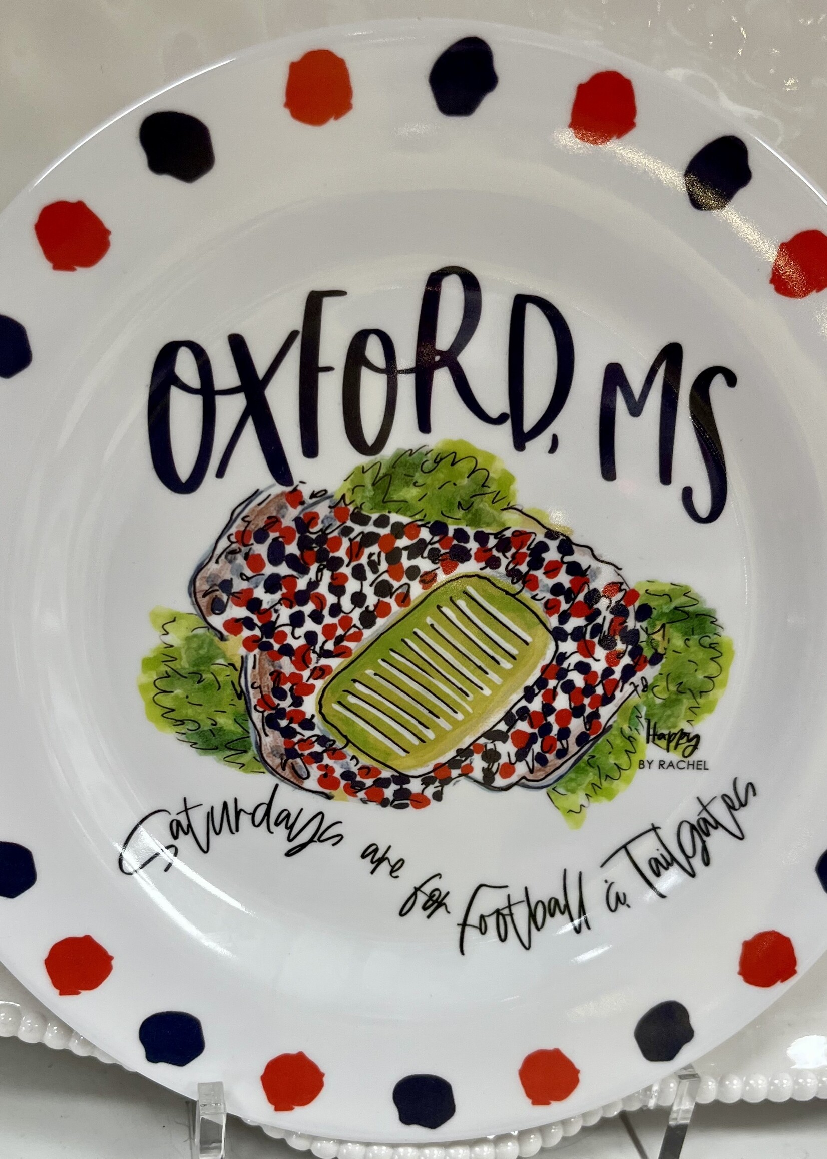 Happy by Rachel Collegiate Melamine Plate - Oxford, MS