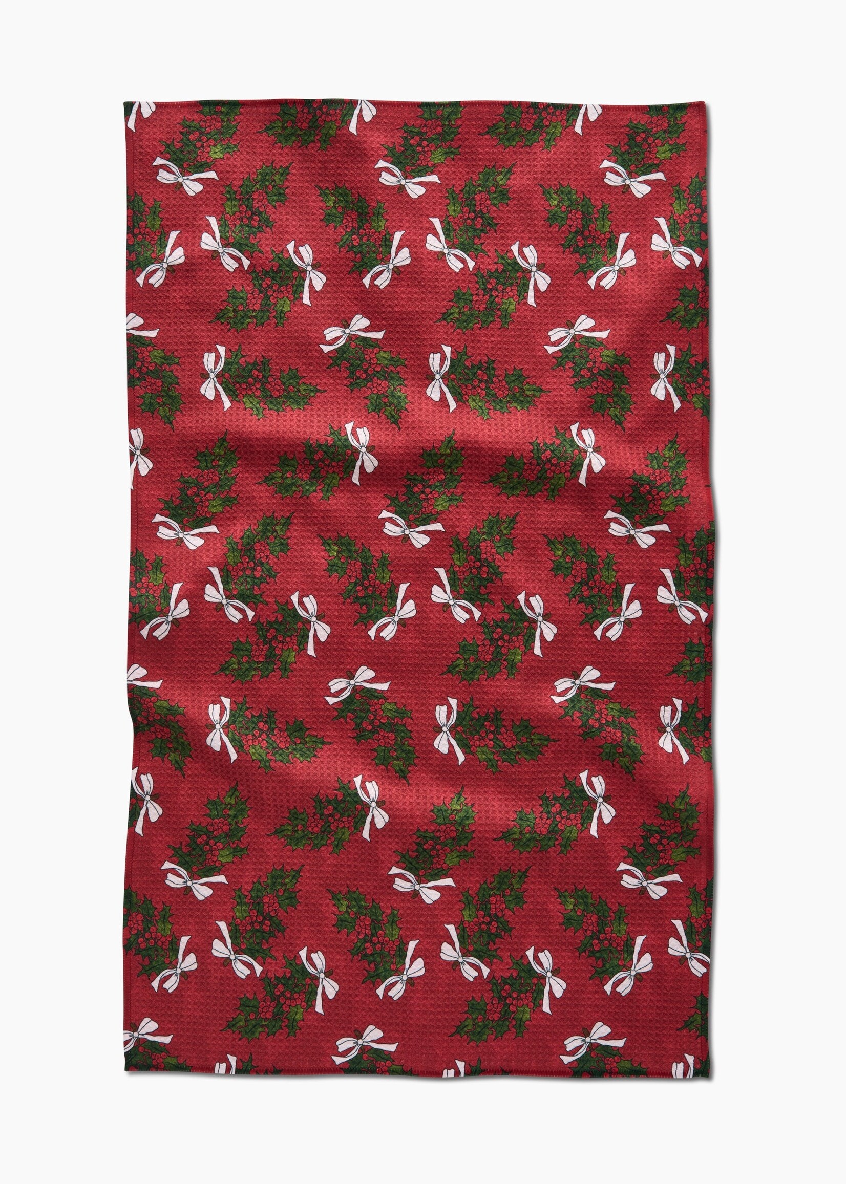 geometry Christmas Berry Bow Tea Towel