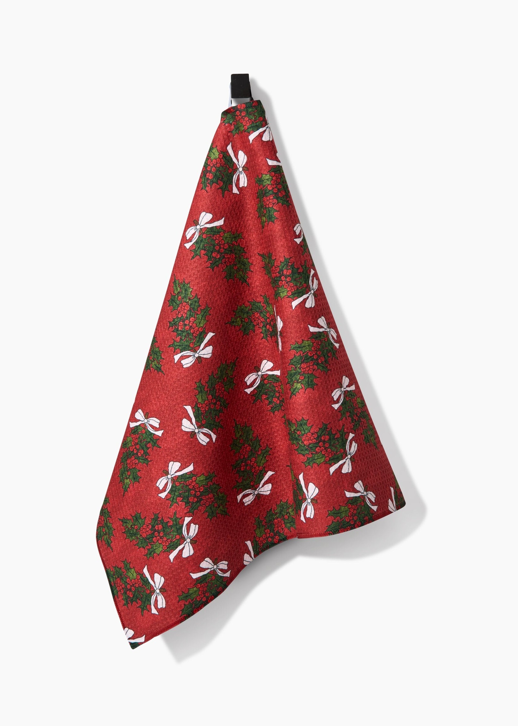 geometry Christmas Berry Bow Tea Towel