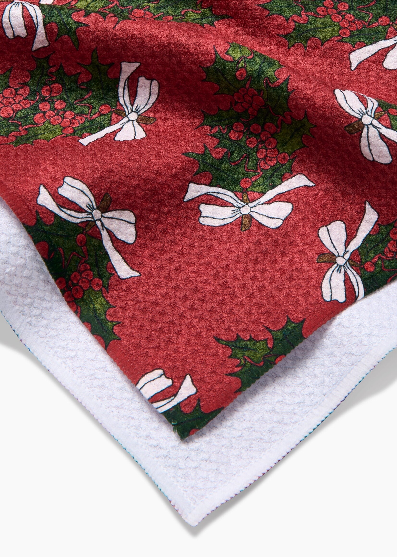 geometry Christmas Berry Bow Tea Towel