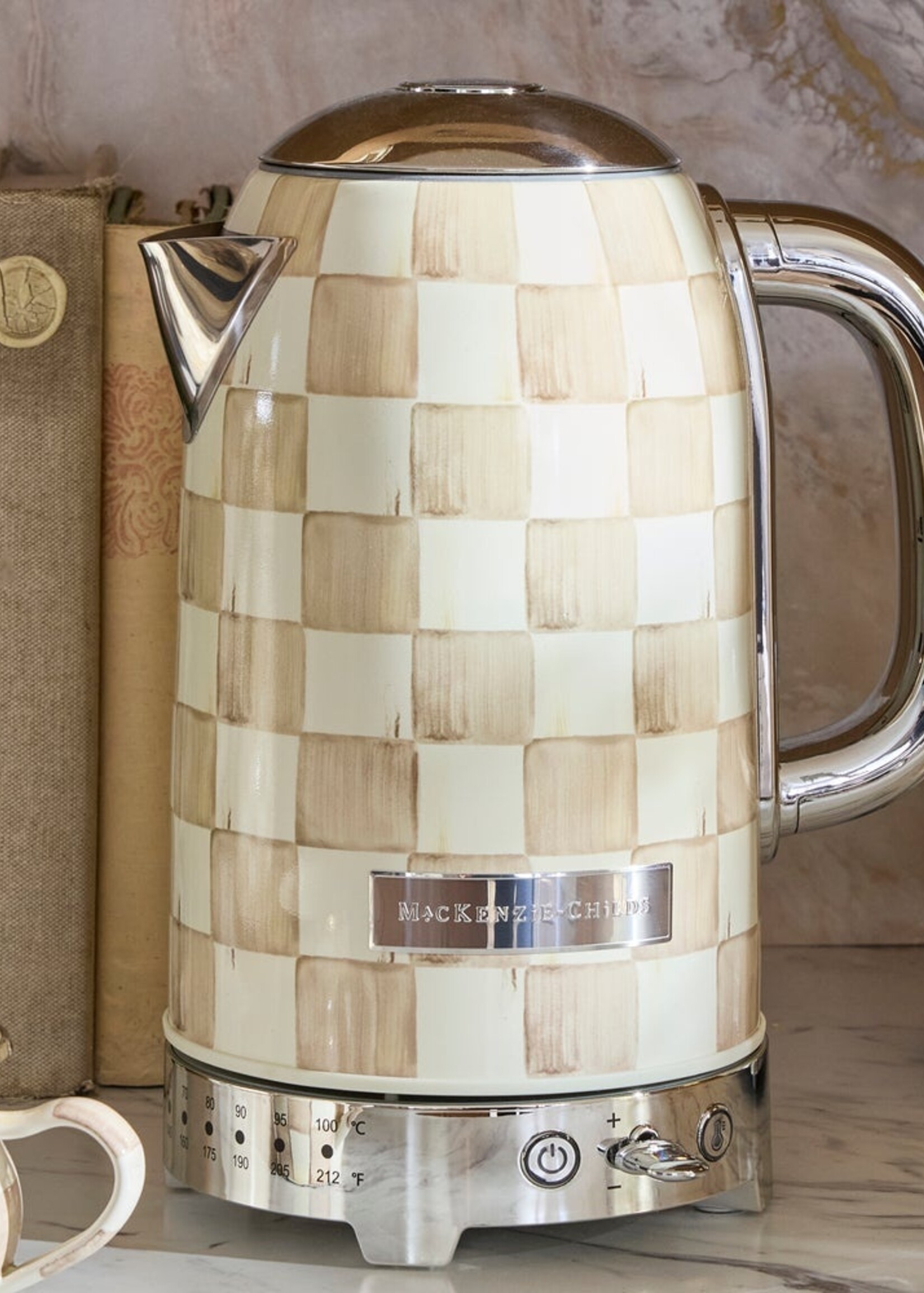 Mackenzie-Childs Mocha Check Electric Kettle