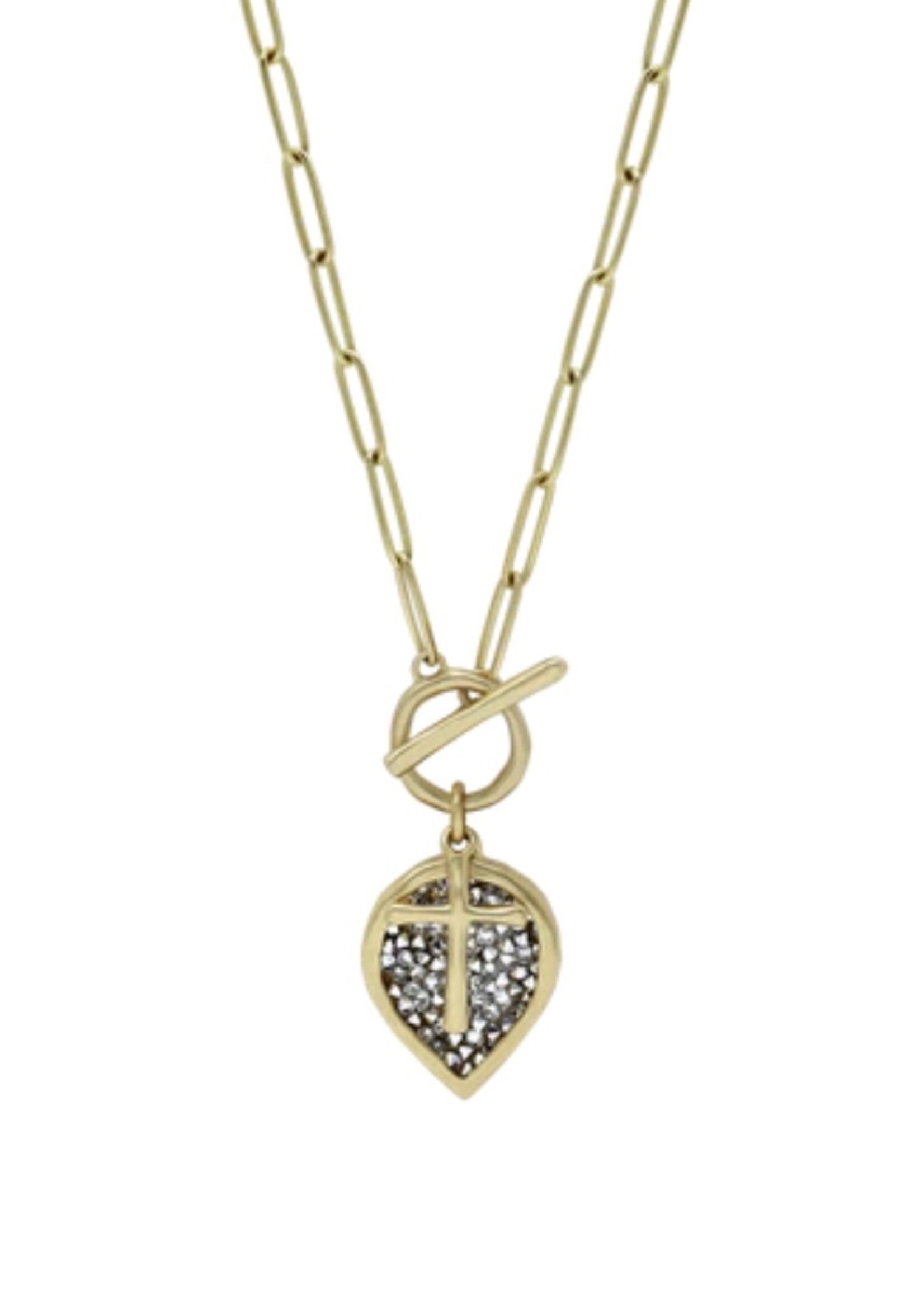 waxing poetic Kristal Lotus Cross Toggle Necklace