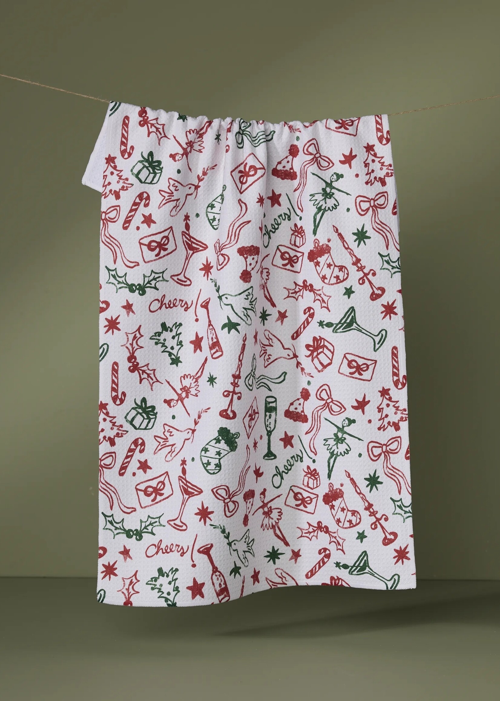 geometry Holiday Doodles Multi Tea Towel