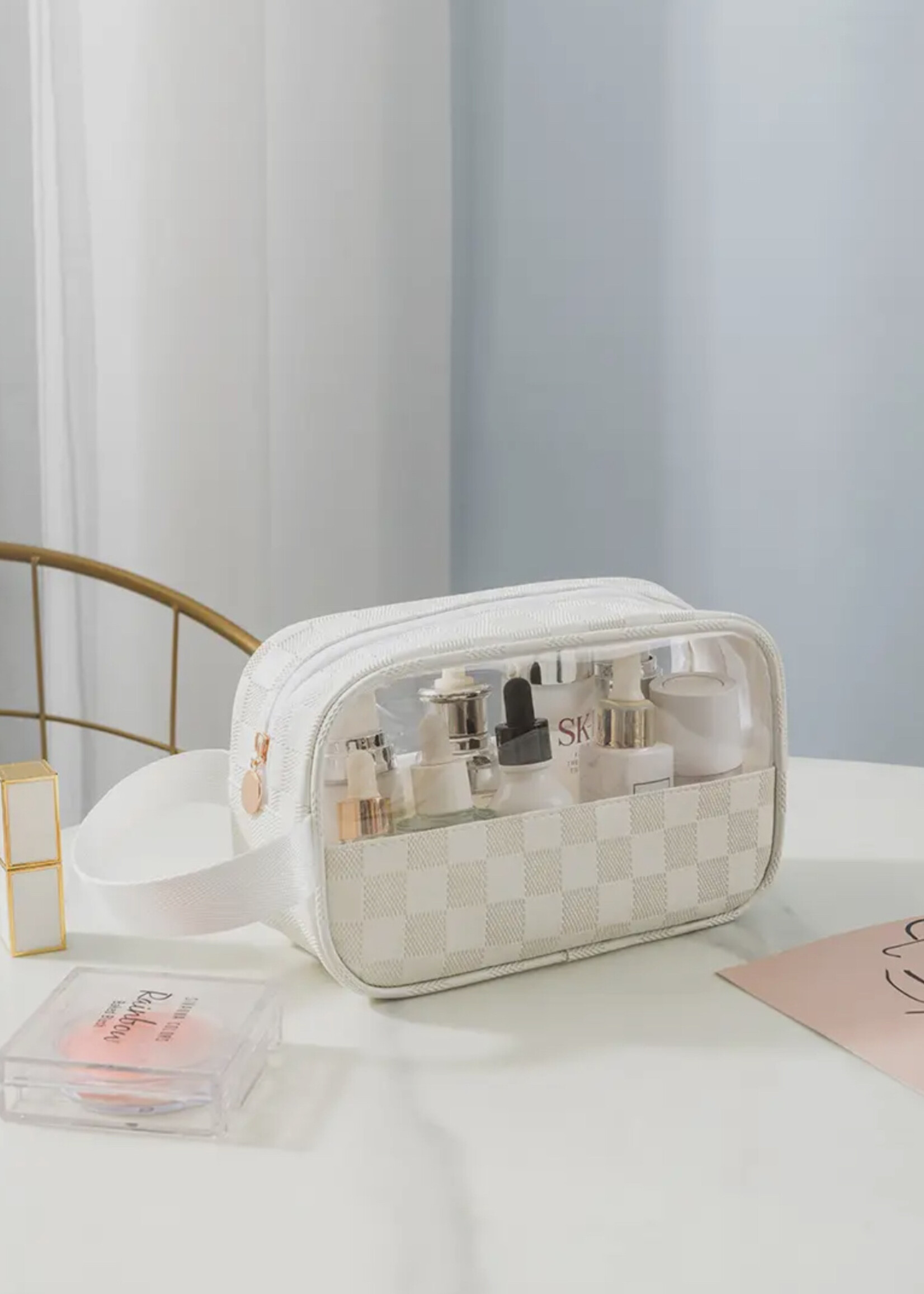 42POPS Checkered Clear Cosmetic Bag