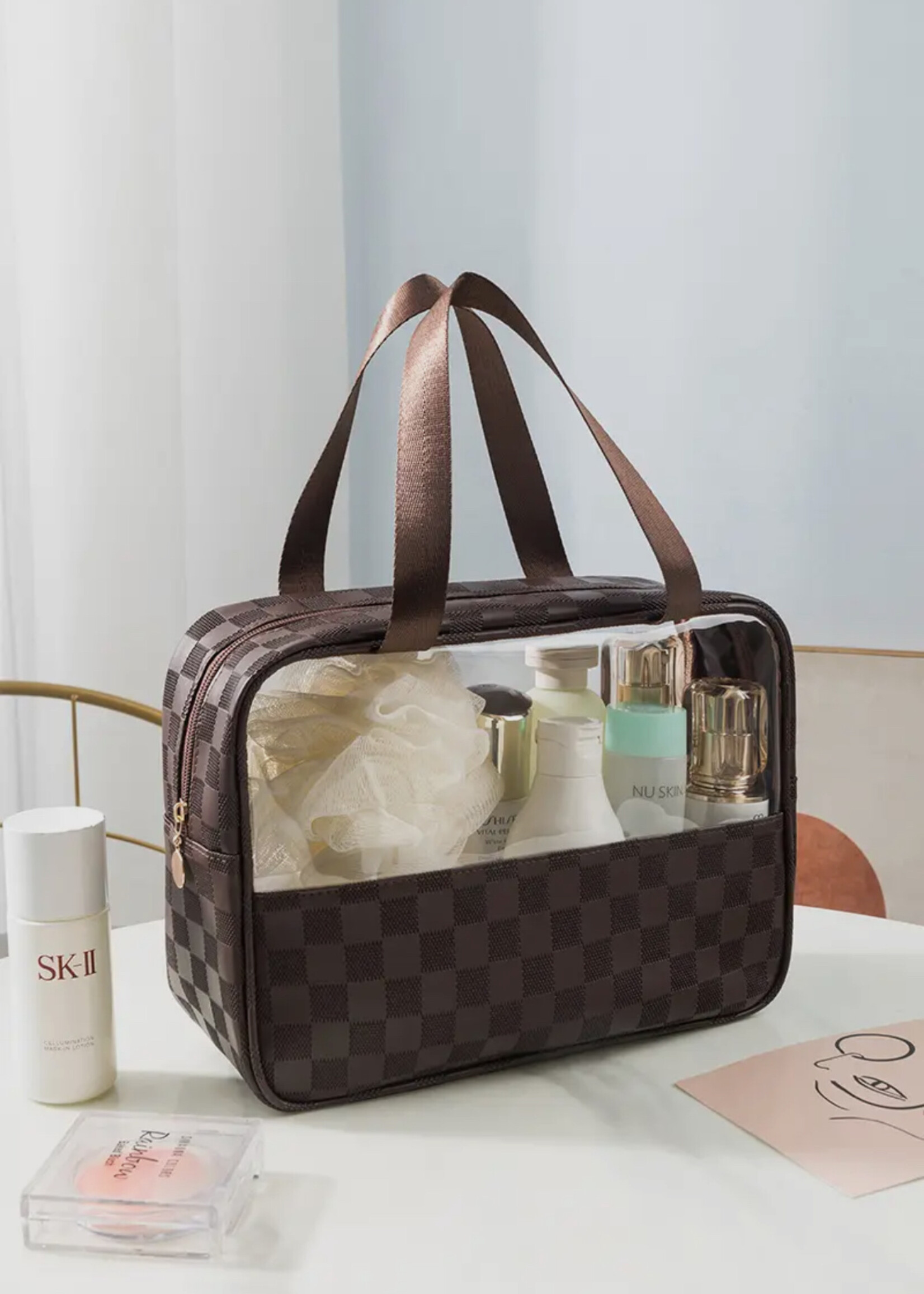 42POPS Checkered Clear Travel Bag