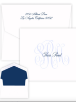 Embossed Graphics Rosedale Monogram folded Note card - Raised Ink