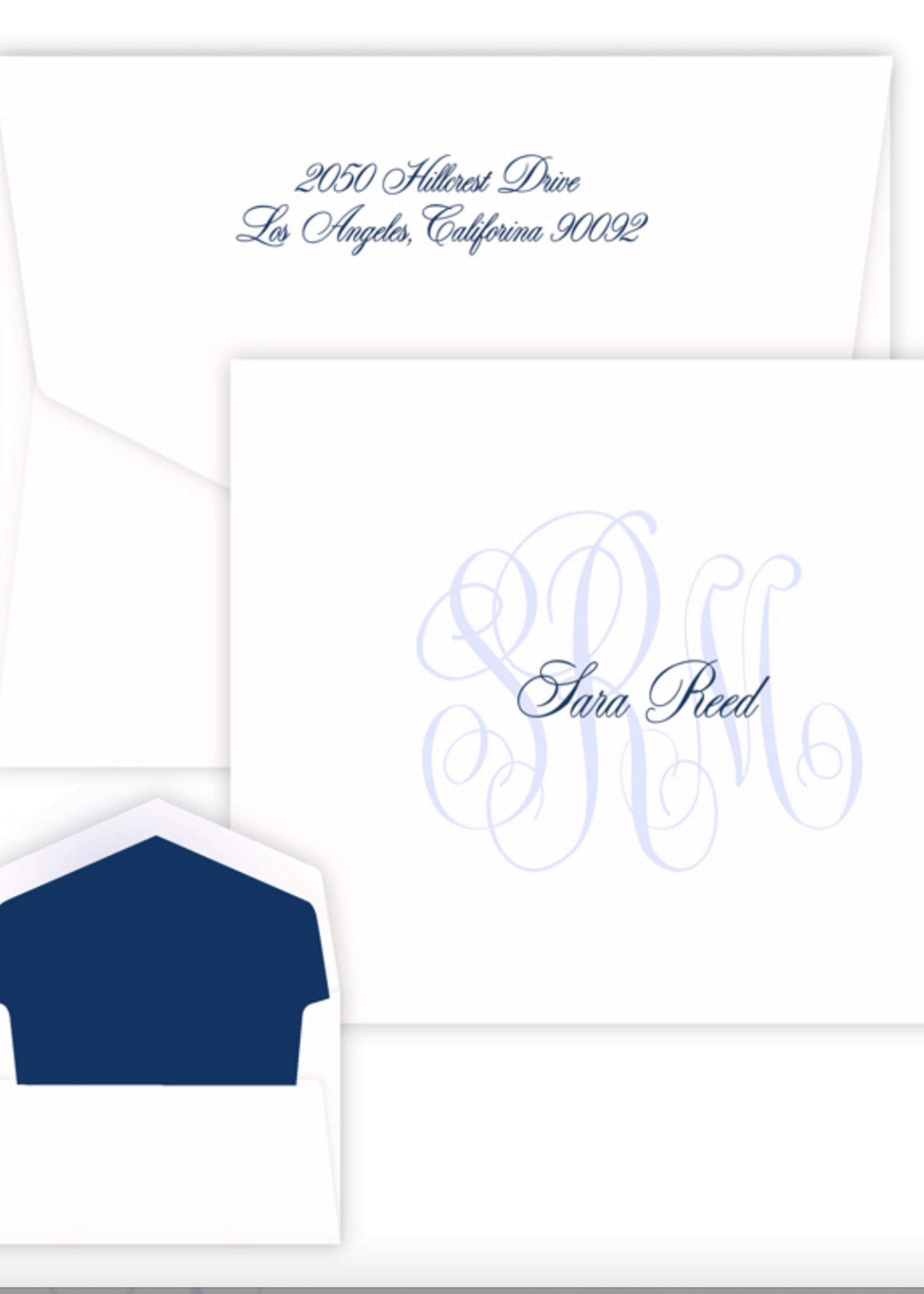 Embossed Graphics Rosedale Monogram folded Note card - Raised Ink