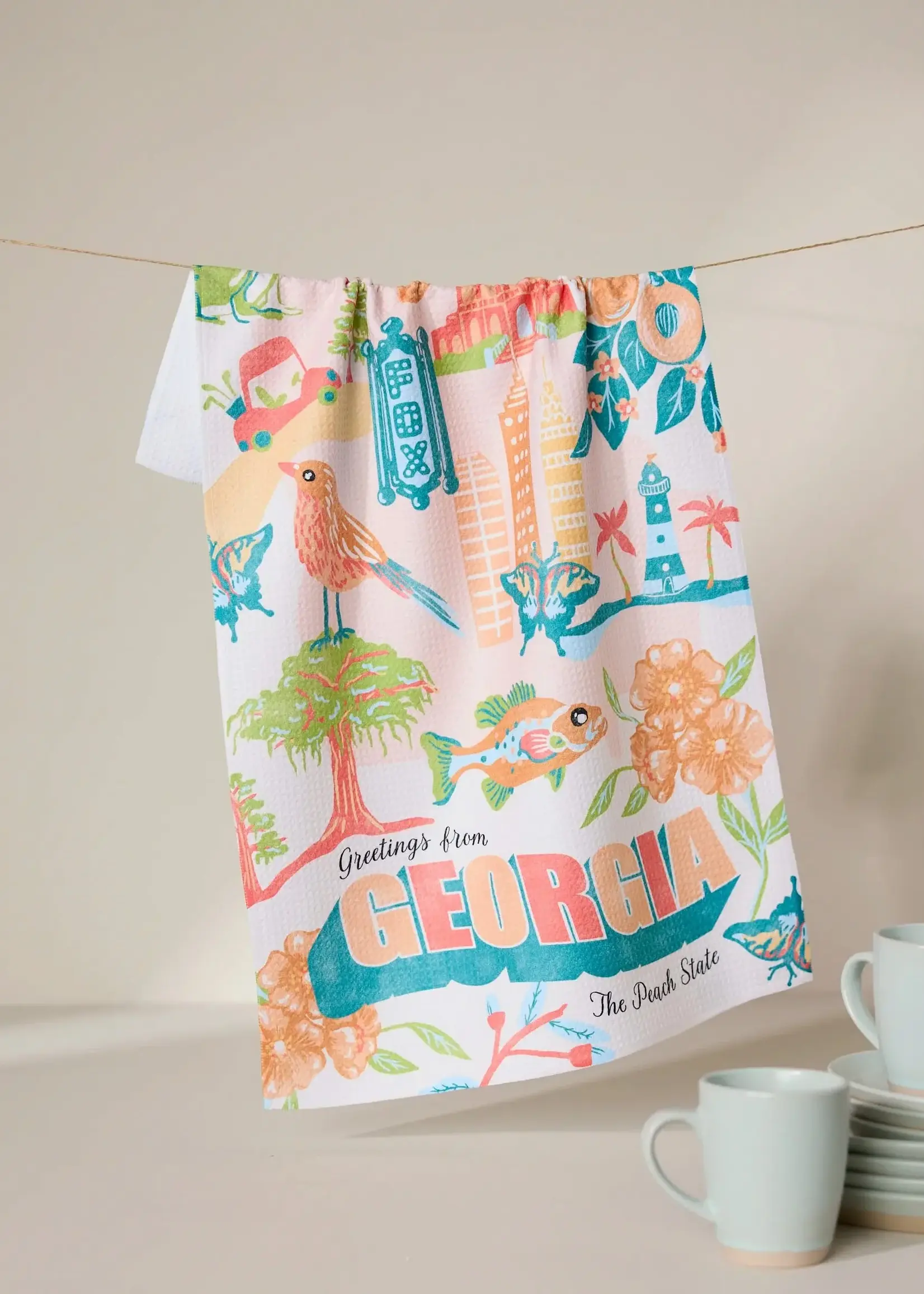 geometry Greetings From Georgia Tea Towel
