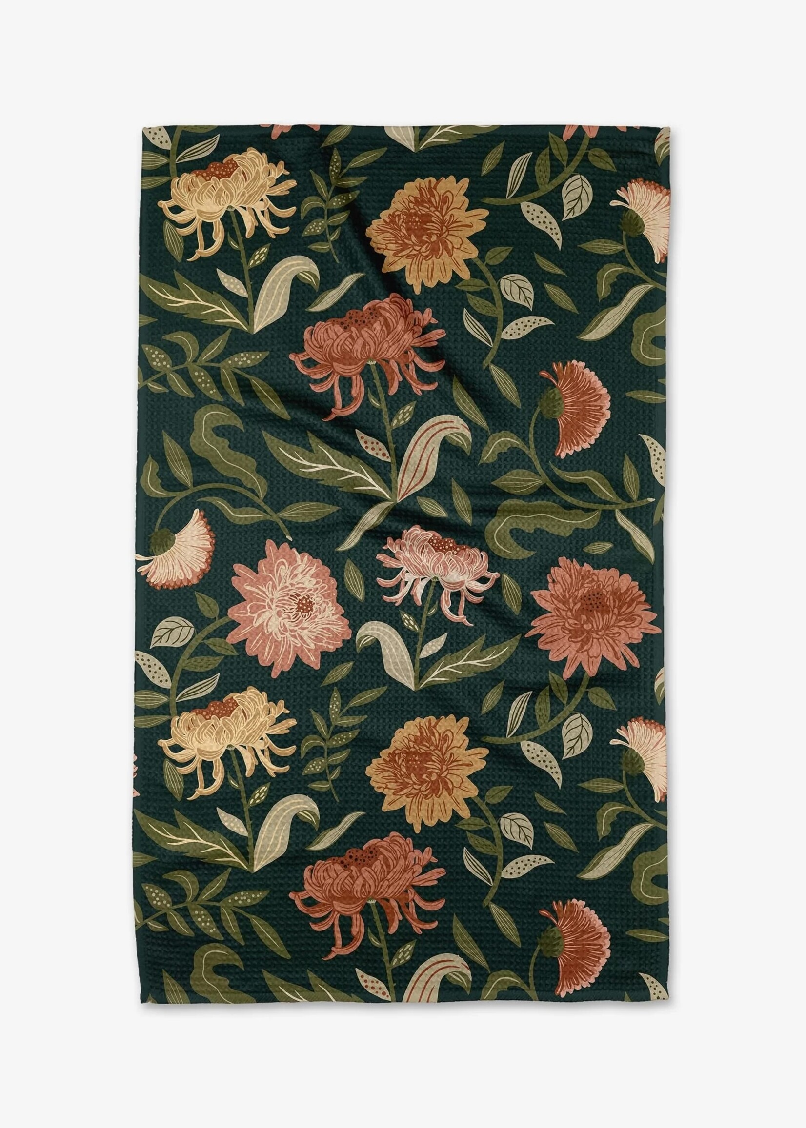 geometry Chrysanthemums in November Tea Towel