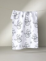 geometry Snowmen Charcoal Tea Towel