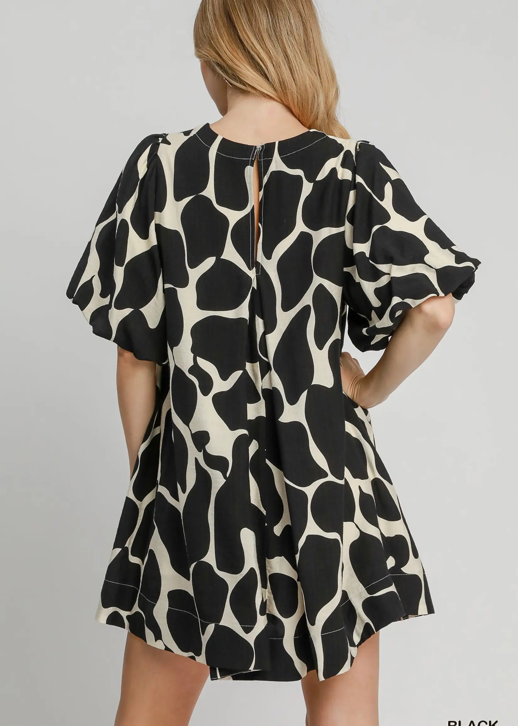 Umgee Two Tone Abstract Print Dress