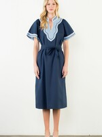 THML Short Sleeve Navy V-Neck Dress