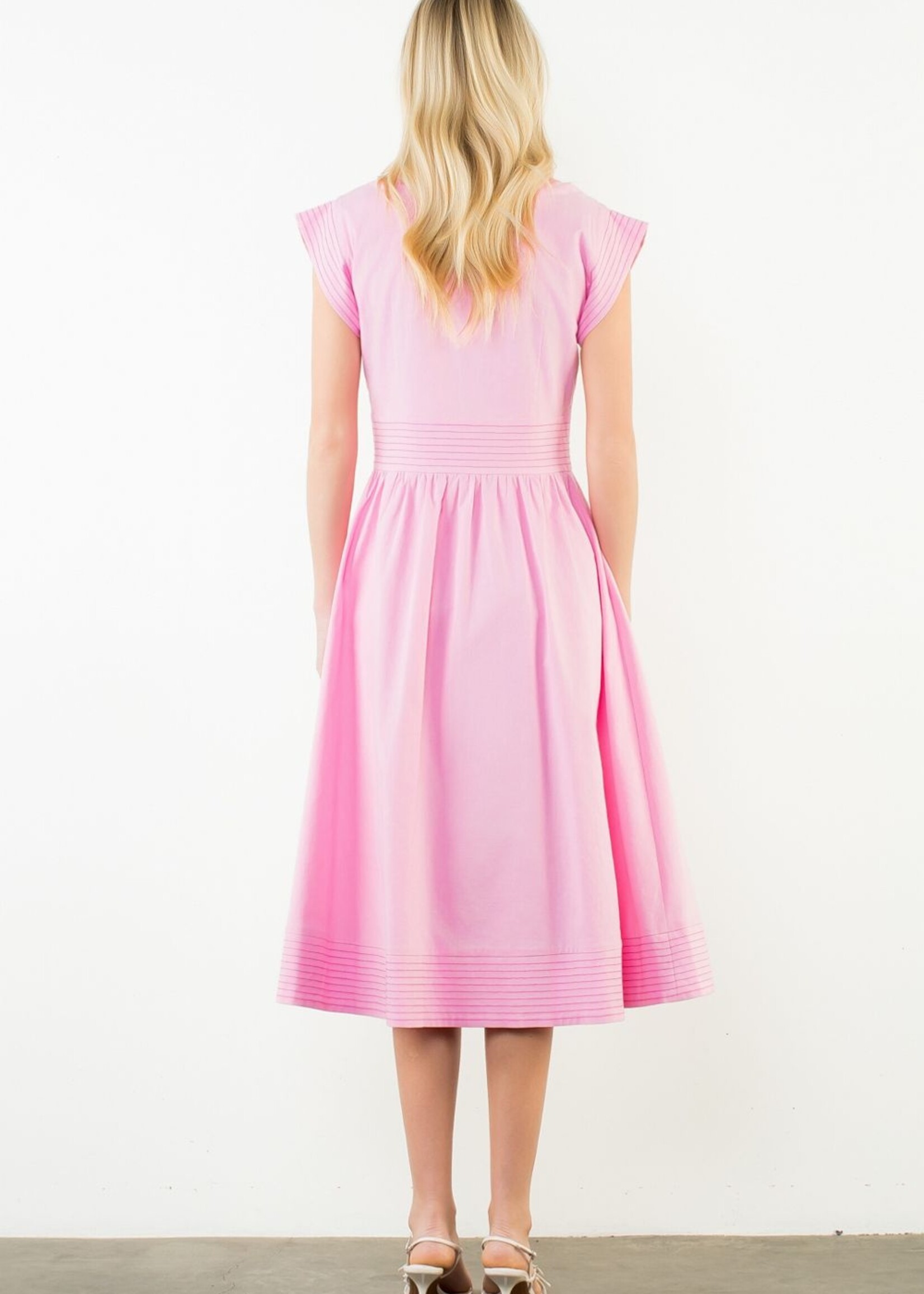 THML Short Sleeve Pink Zipper Front Dress