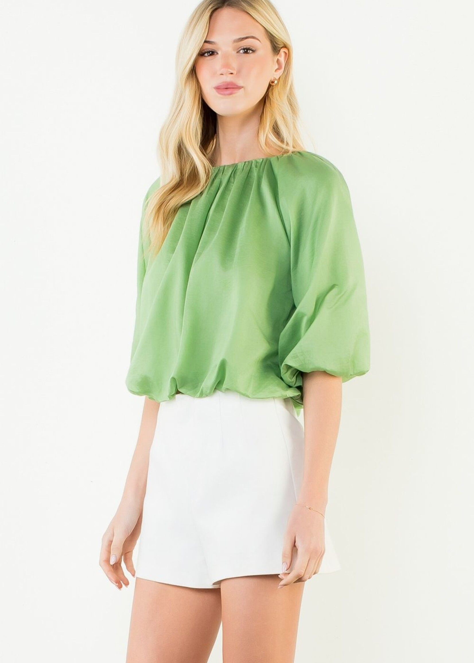 THML Short Sleeve Flowy Green Top
