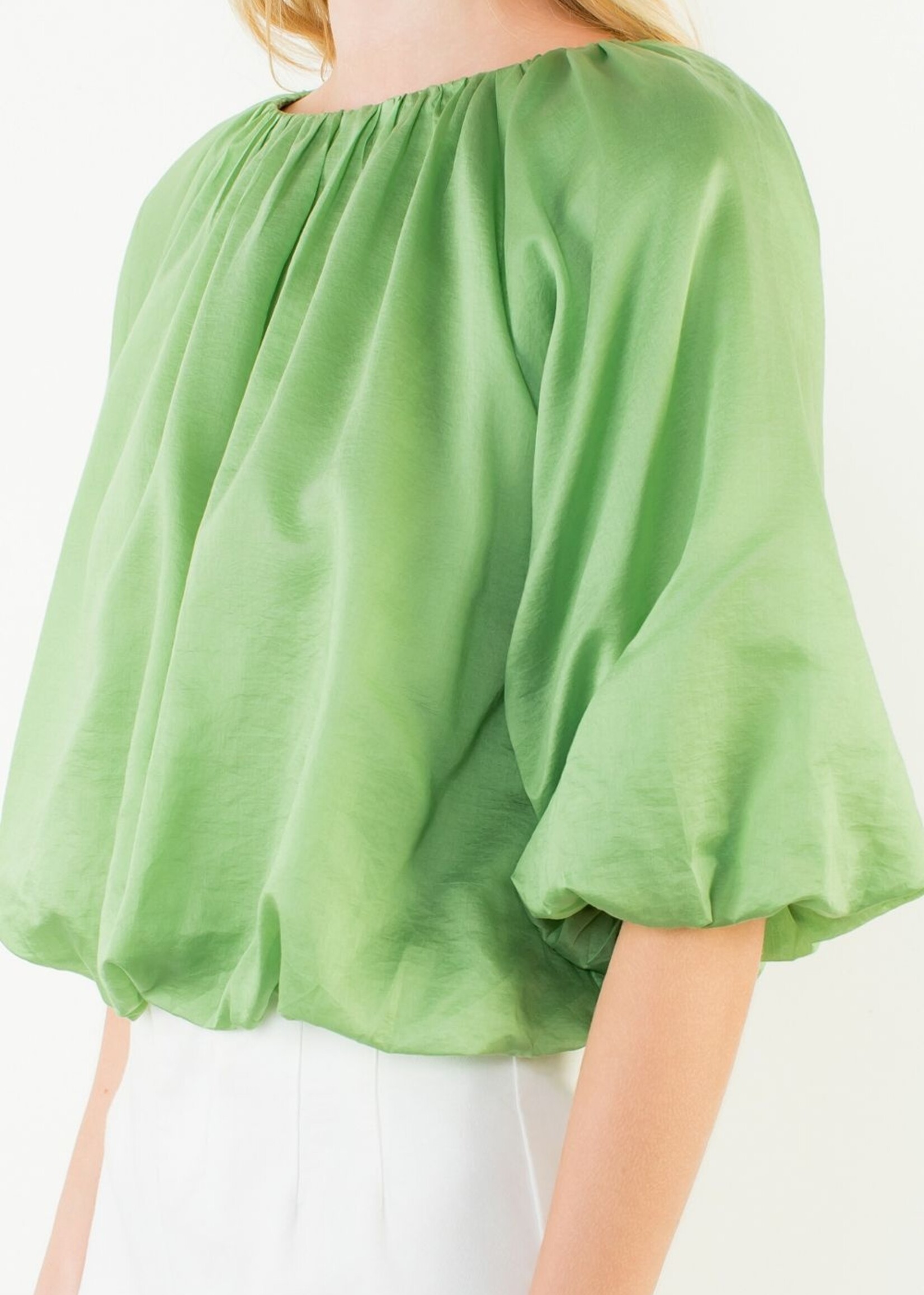 THML Short Sleeve Flowy Green Top
