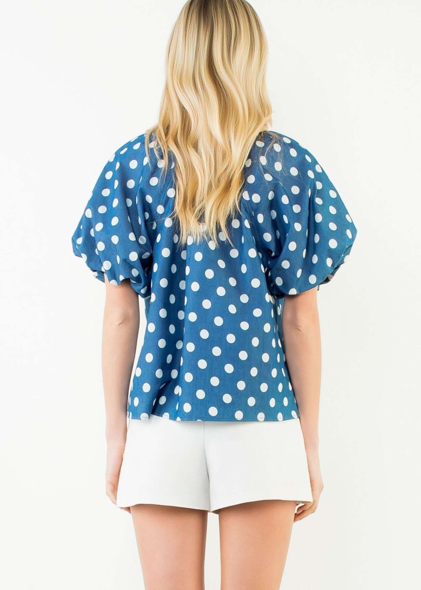 THML Puff Sleeve Polka Dot Top
