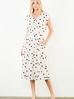 THML Short Sleeve Polka Dot V-Neck Dress