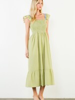 THML Ruffle Sleeve Smocked Tiered Dress
