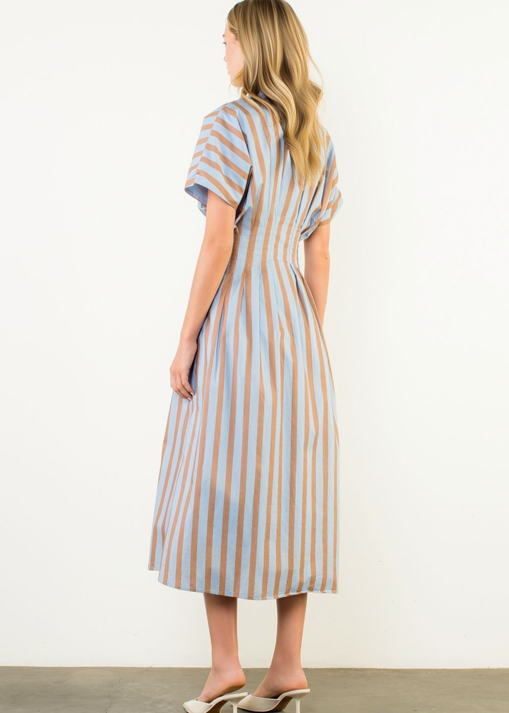 THML Striped Button Up Maxi Dress