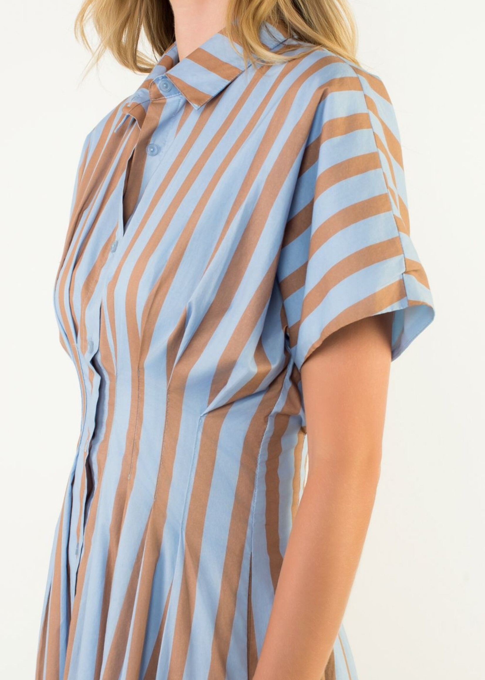 THML Striped Button Up Maxi Dress