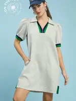 Umgee Zipper white shift dress with color block