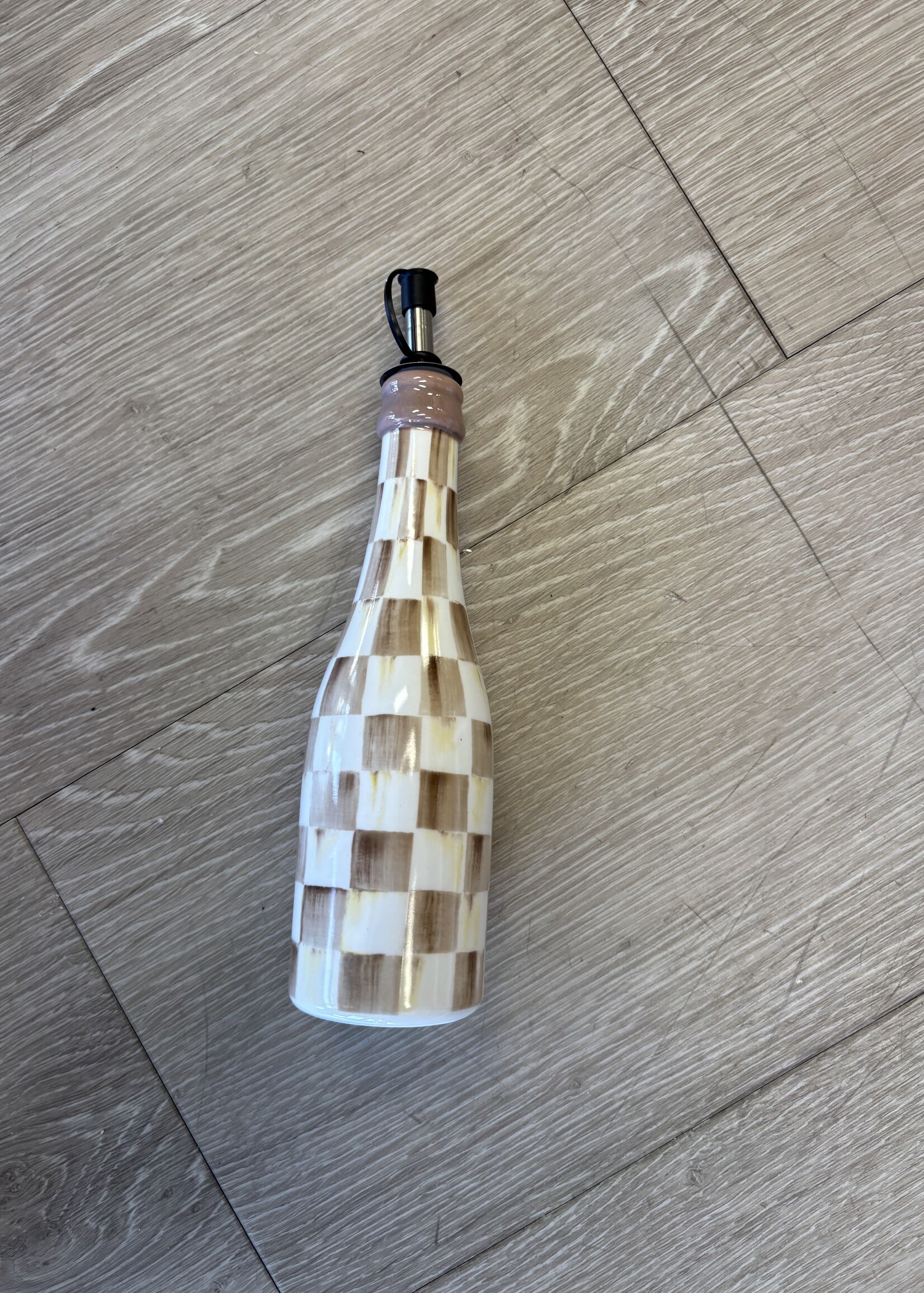 Mackenzie-Childs Mocha Check Farmhouse Oil Cruet