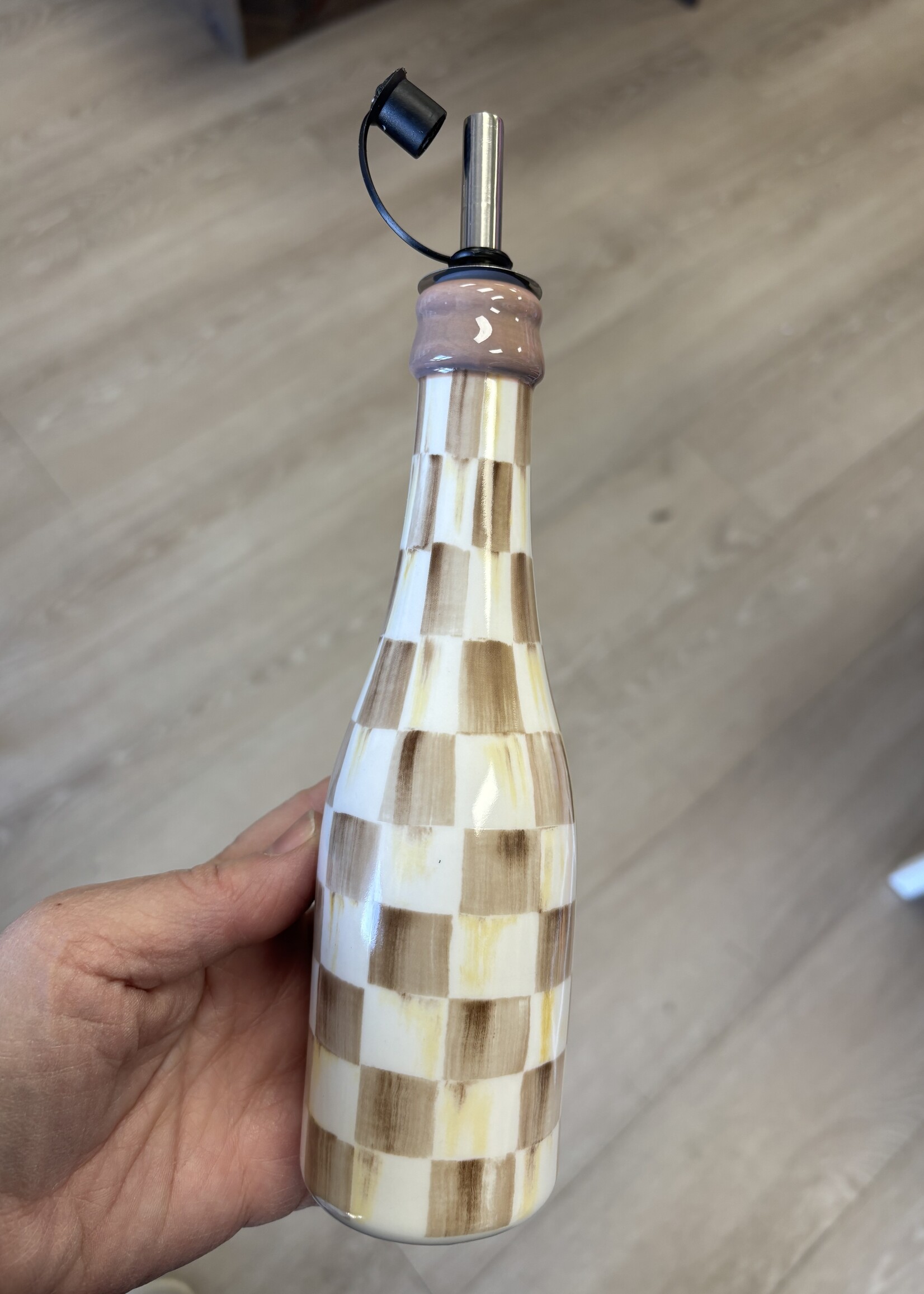 Mackenzie-Childs Mocha Check Farmhouse Oil Cruet