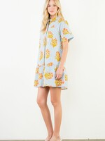 THML Short Sleeve Striped Floral Pattern Dress