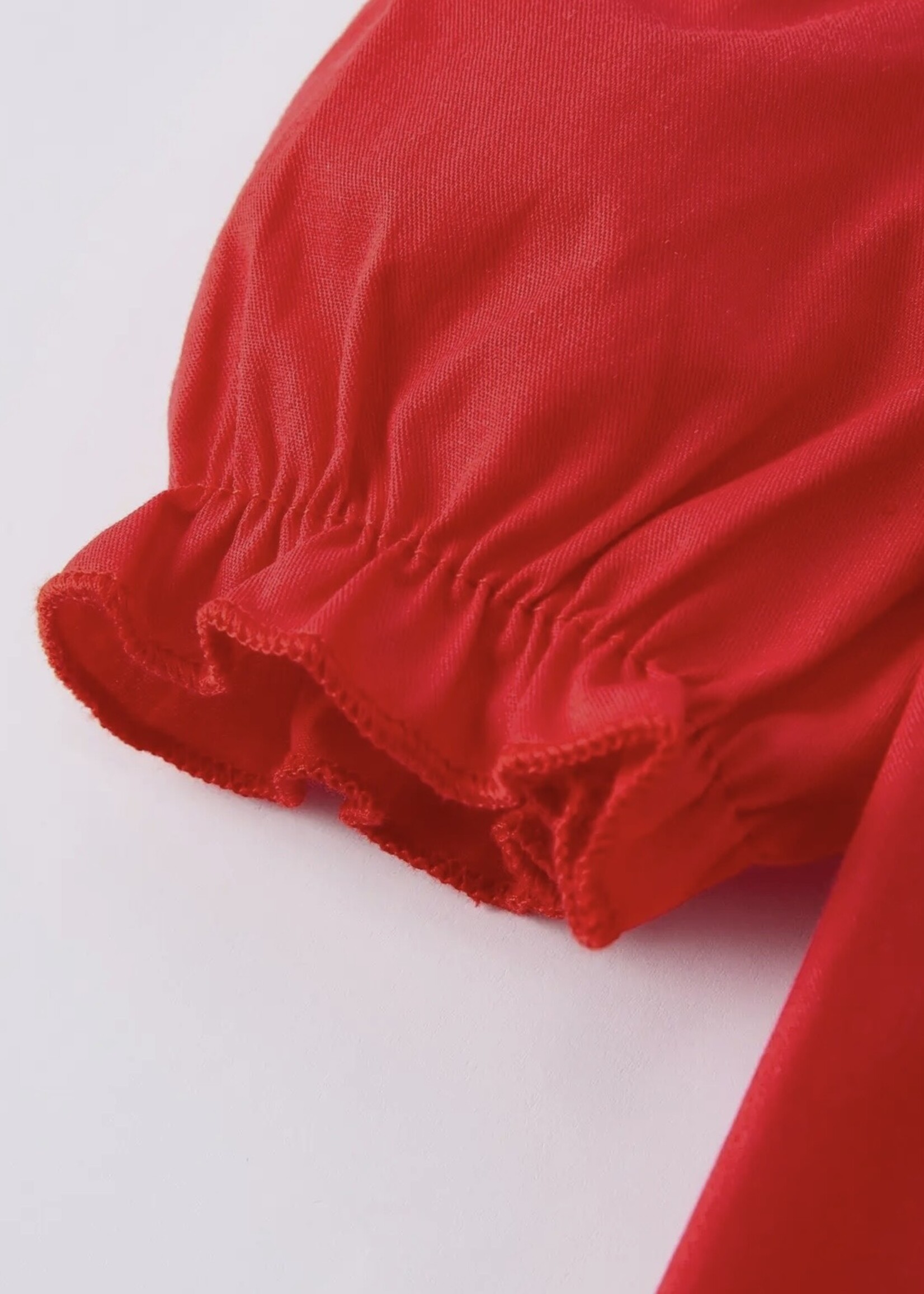 Rylee Faith Designs Red Ruffle Heart Embroidered Dress