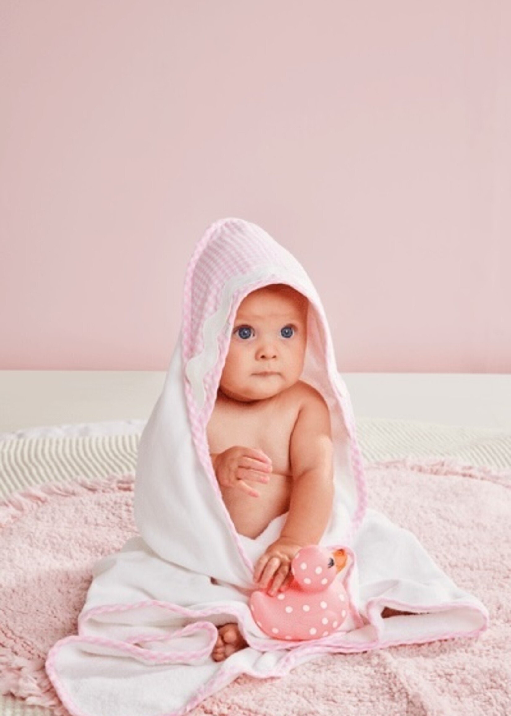 Mudpie Pink Gingham Hooded Towel