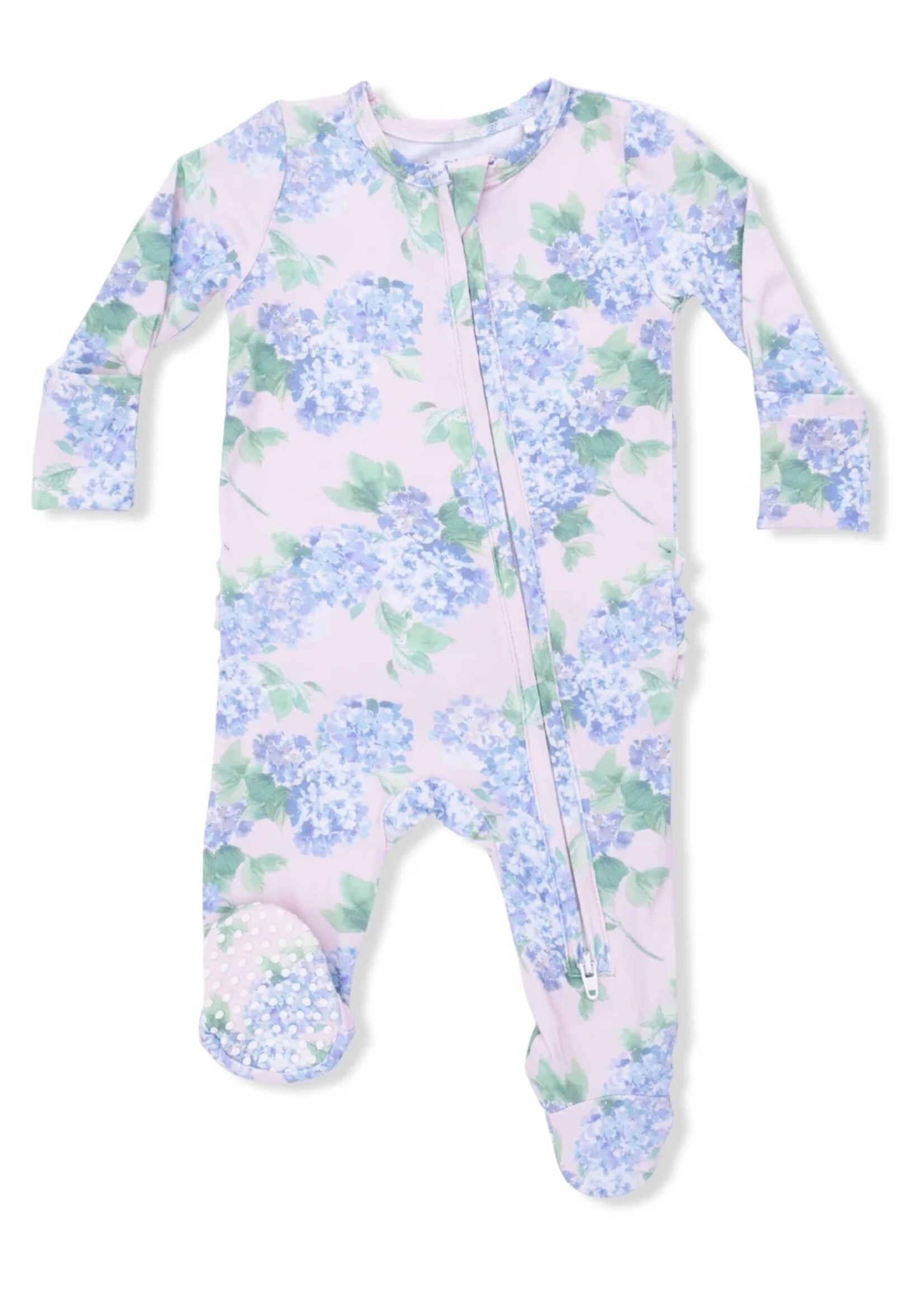 Angel Dear Hydrangeas Ruffle Back 2 Way Zipper Footie