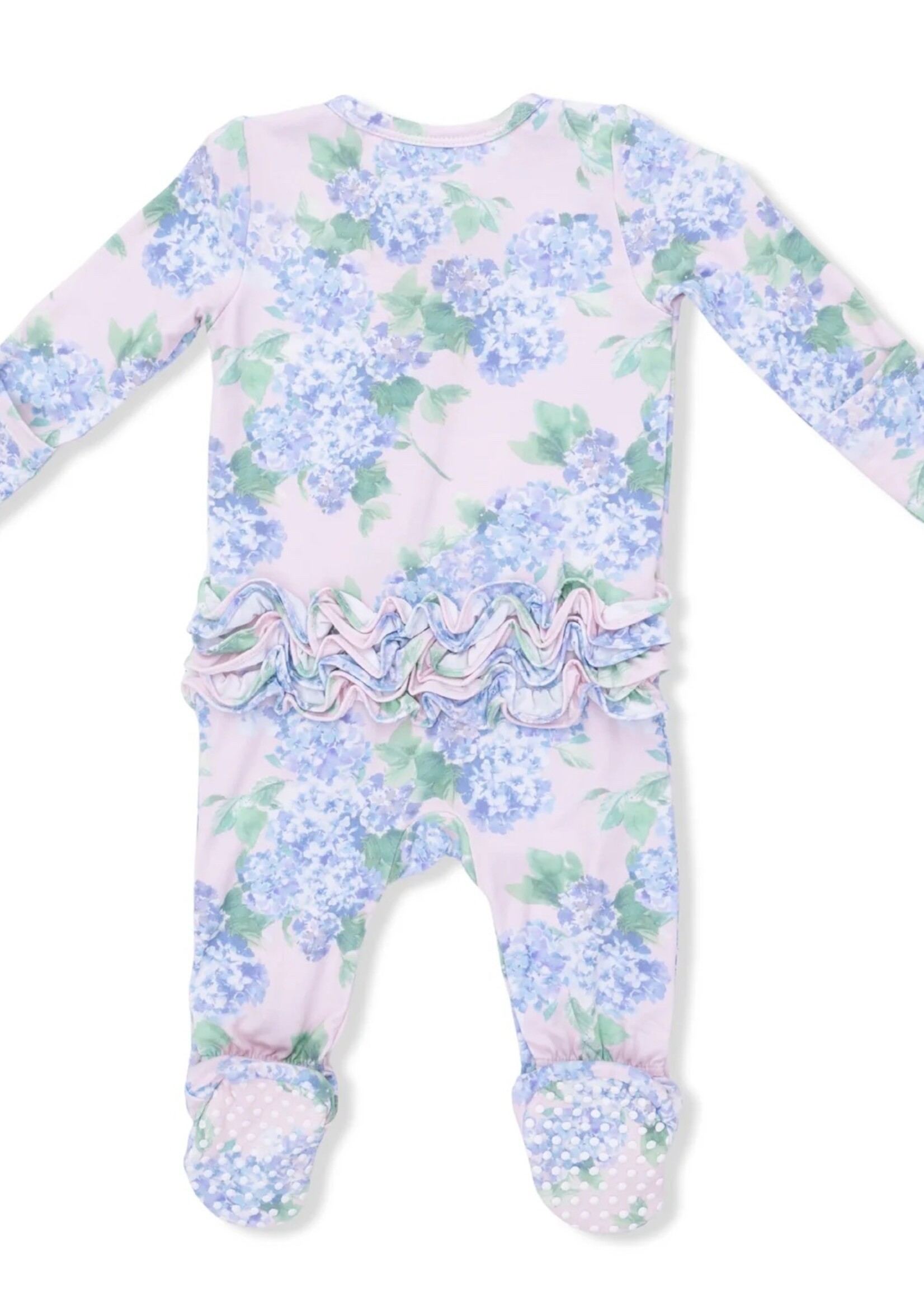 Angel Dear Hydrangeas Ruffle Back 2 Way Zipper Footie