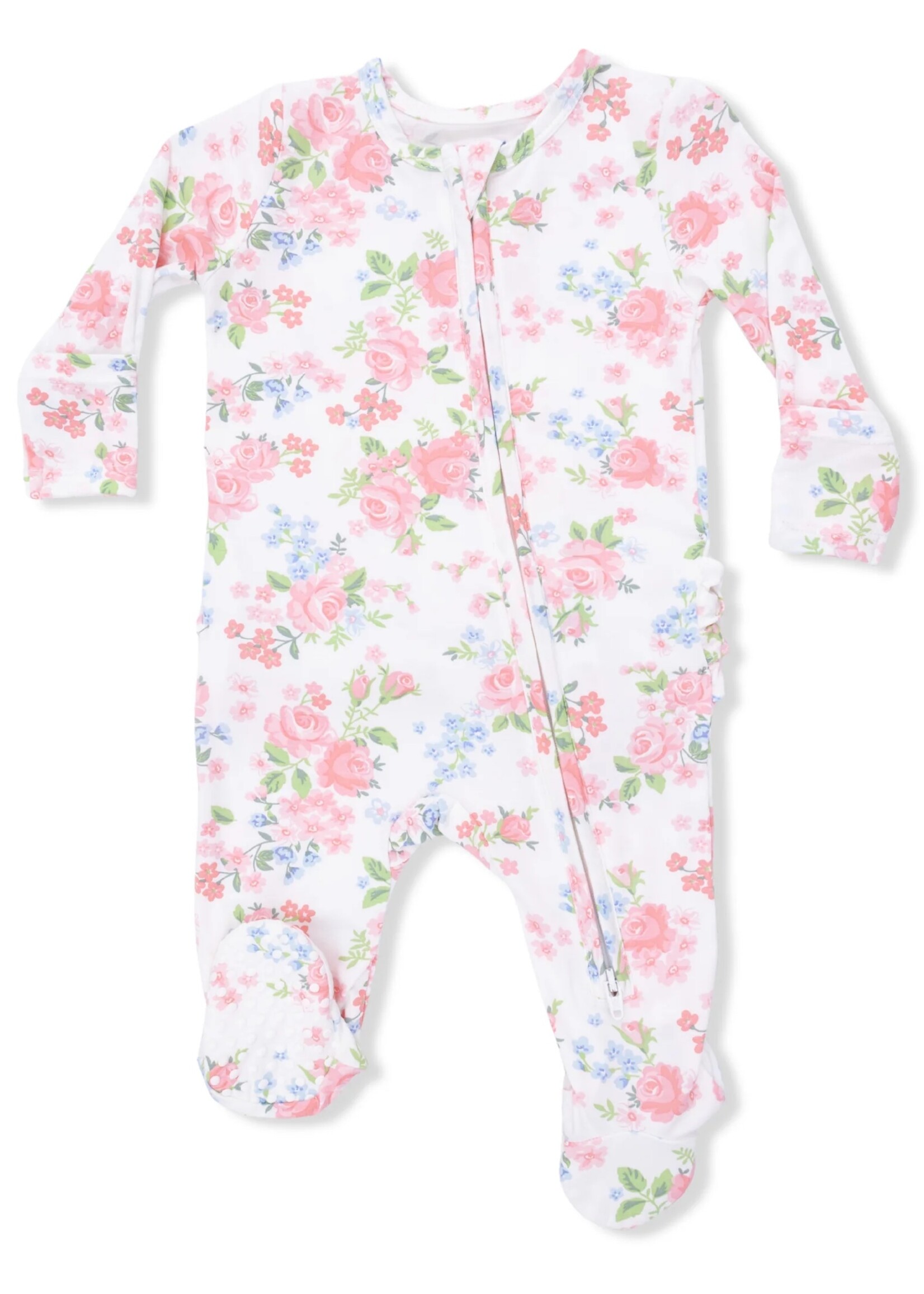 Angel Dear Cute Little Roses - 2  Way Ruffle Back Zipper  Footie