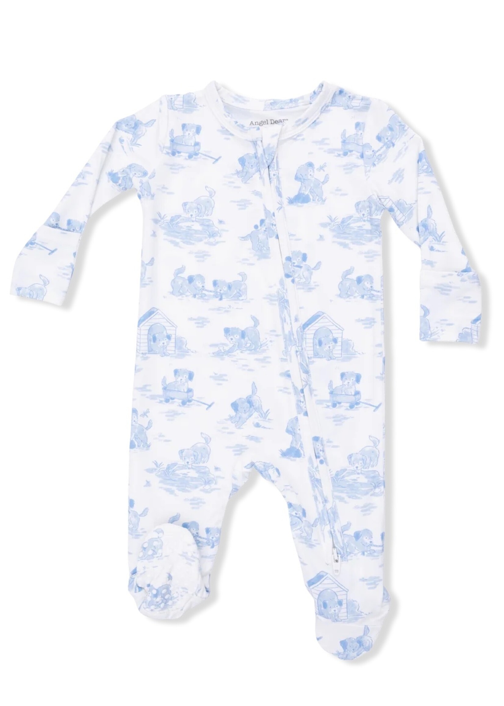 Angel Dear Puppy Toile Blue -2 Way Zipper Footie