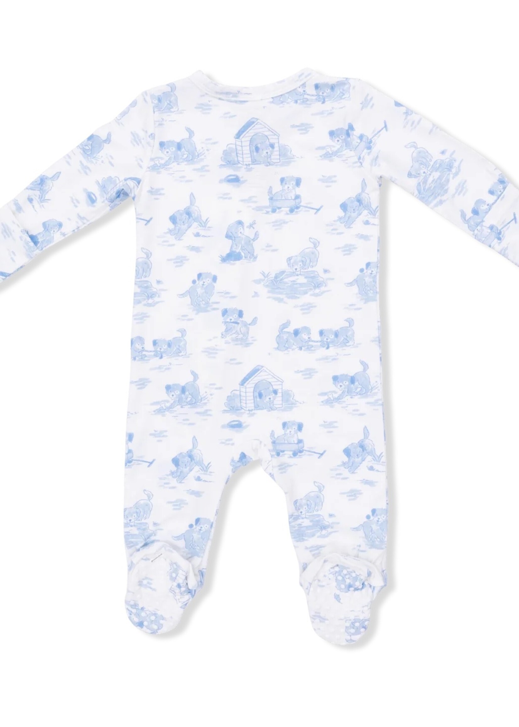 Angel Dear Puppy Toile Blue -2 Way Zipper Footie