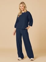 softies 2/PC SET Terry Cropped Sleeve Crew Neck with Wide Leg Pant