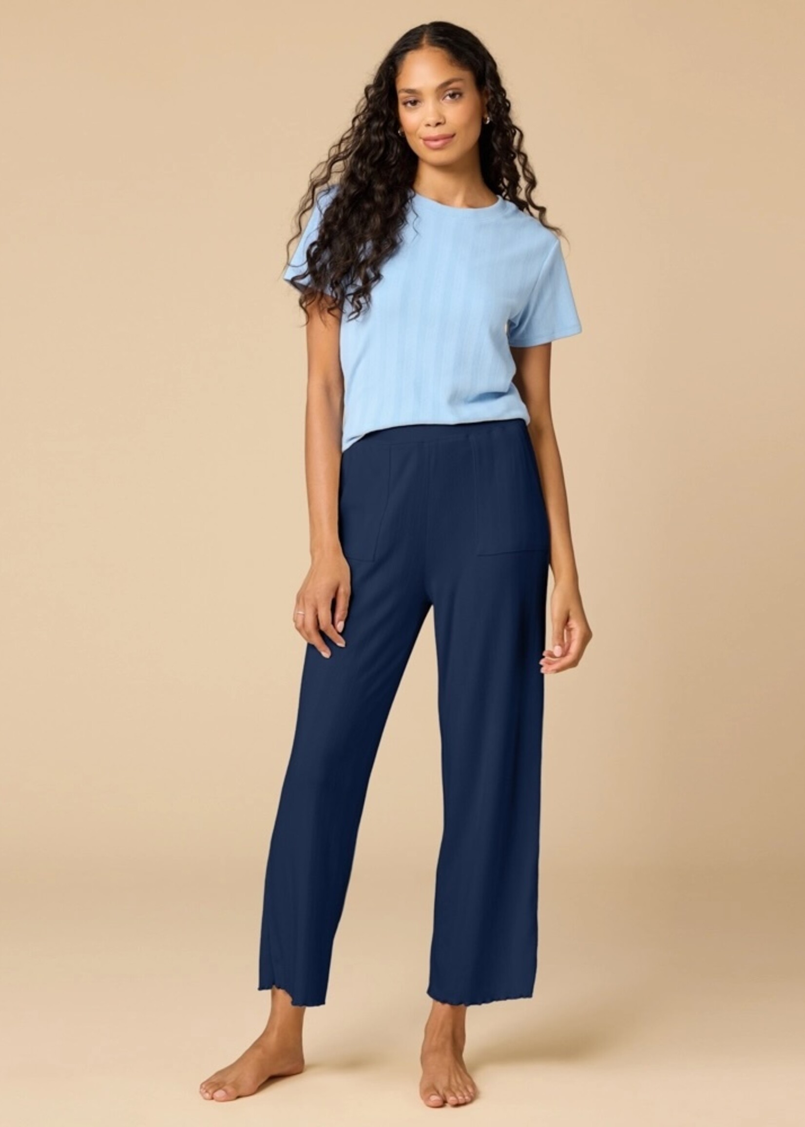 softies Pointelle Cropped Pant with Lettuce Edge