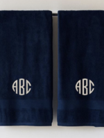 CB Station Set of 2 Navy Monogrammed Cotton Bath Towels