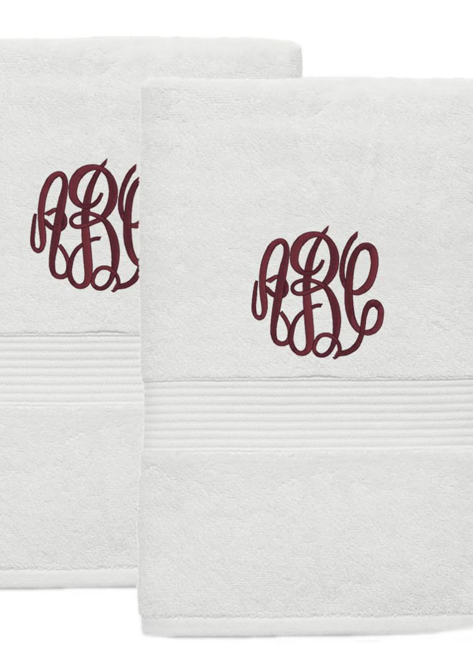 CB Station Set of 2 White Monogrammed Cotton Bath Towels