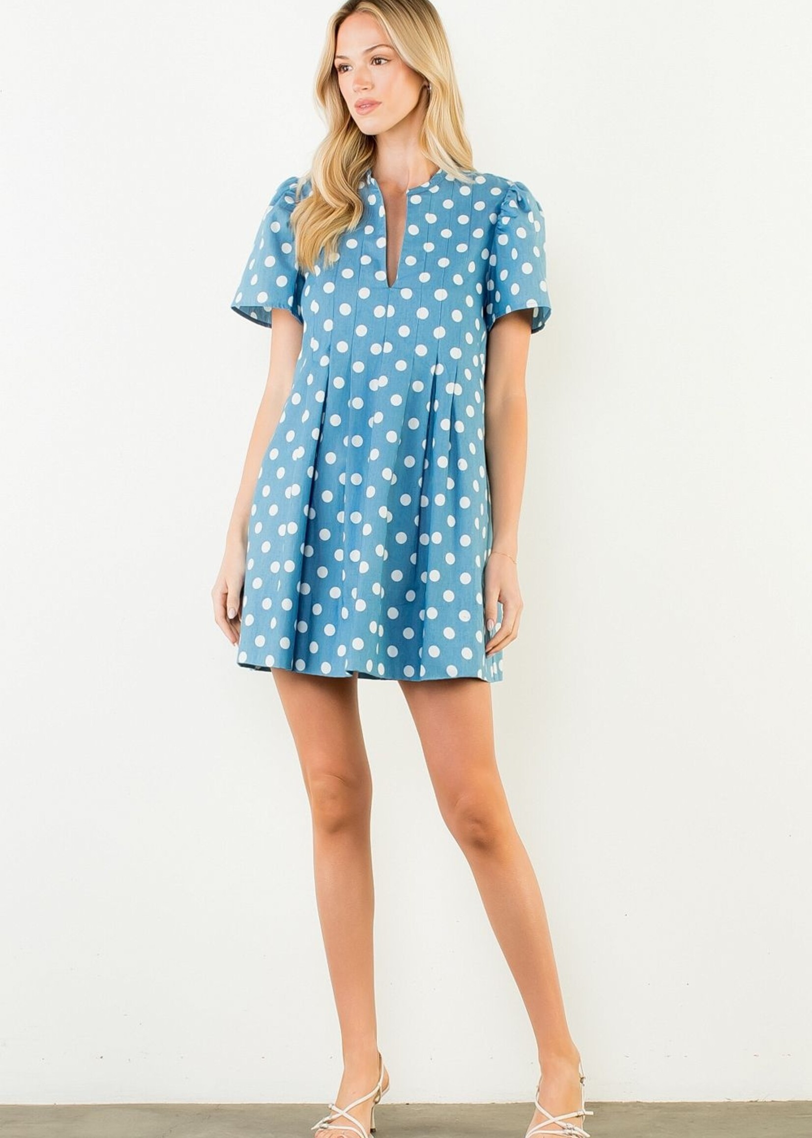 THML Short Sleeve Polka Dot Dress