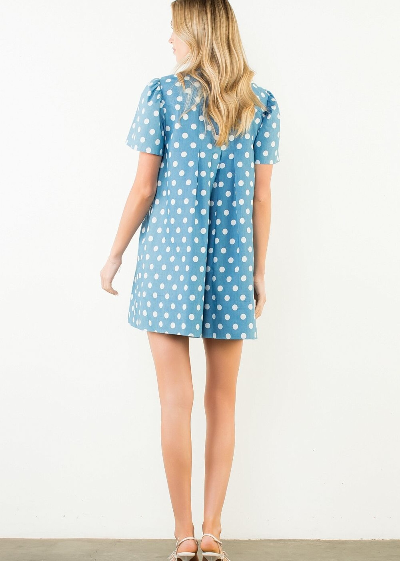 THML Short Sleeve Polka Dot Dress