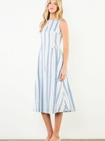 THML Sleeveless Striped Pattern Midi Dress